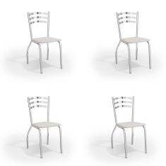 Conjunto com 4 Cadeiras de Cozinha Portugal Cromado e Preto