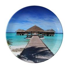 Ocean House Prato decorativo de porcelana Salver Prato de jantar