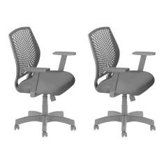 Jogo 2 Cadeira Inclinável Giratória Jaipur Preta