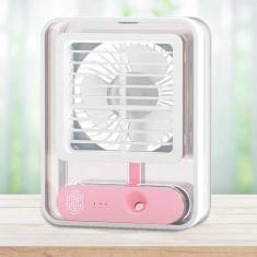 Mini Ventilador Névoa Água Oscilante Portátil LED