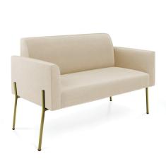 Sofá Namoradeira 2 Lugares Pé De Ferro Dourado Marisa Suede D03 Bege