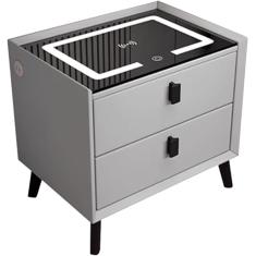 Mesa de cabeceira inteligente Armário de cabeceira com gavetas Mesa de cabeceira LED, mesa de cabeceira branca com 2 gavetas, mesa de cabeceira com estação de carregamento, mesa moderna, alt