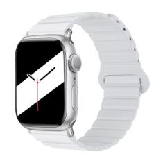 PERFUMEORANGO Pulseira de relógio de 22 mm compatível com iWatch séries 8/7/6/5/4 de 22 mm Samsung/Huawei/Garmin, pulseira magnética de silicone dupla face para mulheres e homens