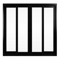 Janela de Alumínio Preto Vitro de Correr 4 Folhas Suprema Sem Grade Ha