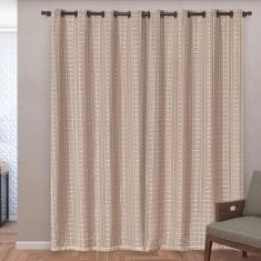 Cortina Blackout Pvc Com Tecido Voil Xadrez 2,80 M X 2,30 M - Avelã