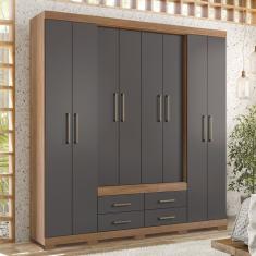 Guarda Roupa Casal 8 Portas 4 Gavetas Nápoles Com Pés Jatobá-grafite