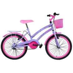 Bicicleta Aro 20 Infantil Colli Celina Lilás com Cestinha Freio V Brak