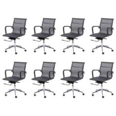 Kit 8 Cadeiras Escritorio Diretor Esteirinha material sintético 3303 -