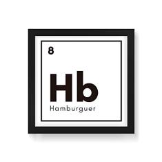 Arte Maníacos Quadro Decorativo Hamburguer Elemento - 50x50cm (Moldura em laca preta)