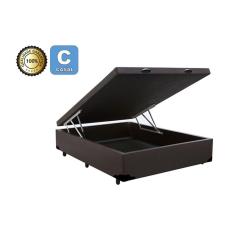 Cama Box Baú Casal 138 - Bello Box - Tecido Sintético Marrom 30CM PROFUNDIDADE - ALTURA TOTAL 48 CM 
