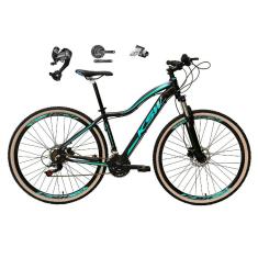 Bicicleta Feminina Aro 29 Ksw Mwza 27v Câmbios Shimano Altus Freios Hidráulicos Garfo Com Trava Pneu Bege - Preto/Azul