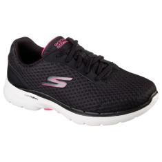 Tênis Skechers Go Walk 6 Iconic Vision Feminino - Preto/Rosa Forte