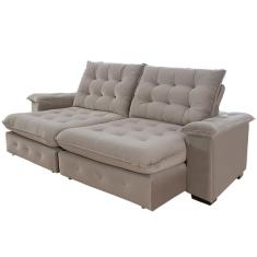 Sofá 4 Lugares Coliseu 2.60m Retrátil E Reclinável Super Pillow - Avelã