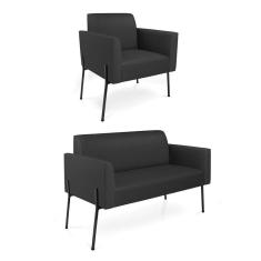 Sofá Namoradeira E Poltrona Pé De Ferro Preto Marisa Corino Preto D03 - D`rossi