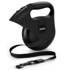 Coleira retrátil para cães de 4,9 m, 360°, sem emaranhamento, guia de caminhada para cães P/M/G de até 80 kg, luz noturna de LED, sistema de freio com uma mão, alça antiderrapante