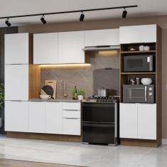 Armário de Cozinha Completa 330cm Stella Madesa 02, Rustic/Branco