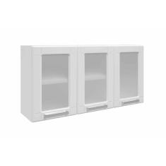 Armário Aéreo p/ Cozinha Múltipla 6010 c/ 3 Portas c/ Vidro 105cm Branco - Bertolini