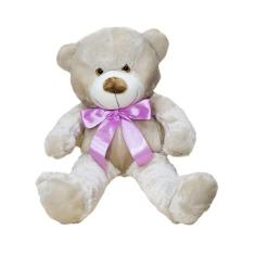 Urso De Pelúcia Avelã  Super Macio 50 Cm - Com Laço Colorido, Decoraçã