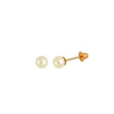 Brinco de Pérola Natural Infantil Bebê RN Em Ouro 18k 3mm - AGAPRIME J