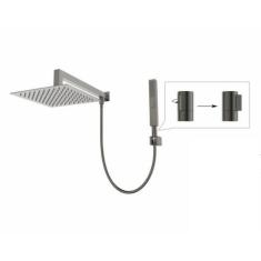 Ducha chuveiro gás 25x25 Slim com desviador Quadrada Cinza