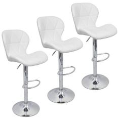 Kit 3 Banquetas Slim Estofada Giratória c/ Regulagem - Lianto Decor, B