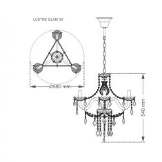 Lustre De Cristal Para 3 Lâmpadas E14 Glam Taschibra Transparente