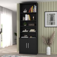 Estante Para Livros 2 Portas 5 Prateleiras Foscarini Preto