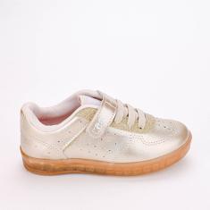 Tênis Casual Infantil Kidy Hype LED Metálico Dourado