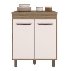 Balcão Para Cooktop Com 3 Portas E Tampo Barcelona Cor Carvalho Oak Off White Poliman Móveis