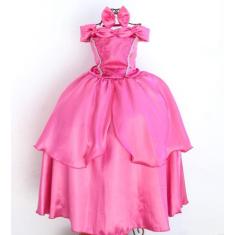 Vestido Infantil Fantasia Bela Aurora Barbie Luxo E  Tiara - Pingo De 
