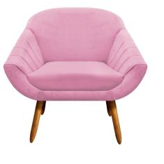 Poltrona Giovana Suede Rosa Bebê Pés Palito Castanho D´rossi