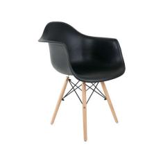 Cadeira de Jantar Charles Eames com Braço I Preta - Mobly