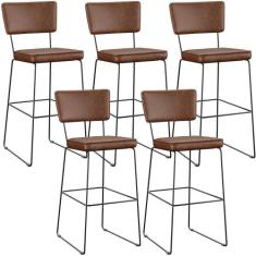 Kit 05 Banqueta Alta Cozinha Sala De Jantar Fixa Allana L02 Sintético 