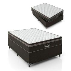 Cama Box Viúva + Colchão Paris Molas Ensacadas - 61x128x188cm - Jacquard Marrom