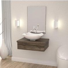 Conjunto para Banheiro Gabinete com Cuba Abaulada L42 600W Metrópole Compace Carvalho Dark