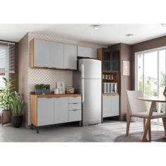 Cozinha Completa Firenze 04 Peças 11 Portas e 02 Gavetas Amendola/Nude Prime Tx