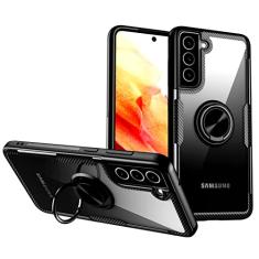 SORAKA Capa transparente para Samsung Galaxy S21 FE 5G com suporte para anel,capa de PC rígida transparente Capa Samsung Galaxy S21 FE com placa de metal para suporte magnético de telefone para carro