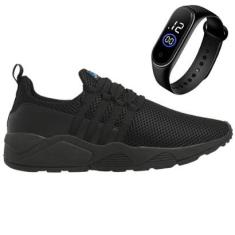 Tênis Masculino Esporte Confortável Eficaz Para Treino e Academia + Relógio-Masculino