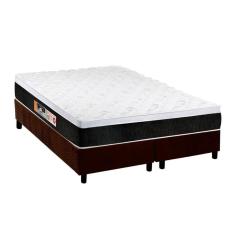 Cama Box Queen: Colchão Espuma Castor D45 Black e White + Base CRC Suede Brown(158x198)
