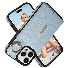 Keallce Capa para iPhone 14 Pro Max de 6,7 polegadas 2022, capa carteira flip com compartimentos para cartões, suporte de anel, suporte, capa protetora de couro fólio para mulheres compatível com