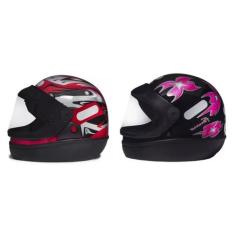 Capacete San Marino Automático Moto Masculino Vermelho Feminino Preto,