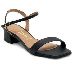 Sandália Vizzano Salto Bloco Baixo Casual Feminina - Preto, 35