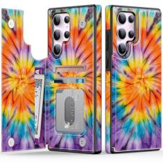 Goodon Capa carteira para Samsung Galaxy S23 Ultra - Capa flip de couro com design floral moderno, 3 compartimentos para cartão e função de suporte, capa protetora de telefone para mulheres e meninas