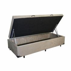 Cama Box Solteiro com Baú Pistão a gás Suede Bege - SULA MÓVEIS