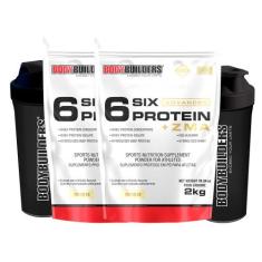 KIT - 2x 6 Six Protein c/ ZMA - 2kg + 2x Coqueteleira - Bodybuilders, 