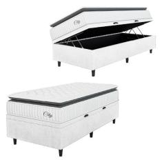 Cama Box Baú Colchão Solteiro Molas Ensacadas City Pillow Top 88x188x6