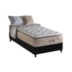 Cama Box Box Solteiro: Colchão Molas MasterPocket Ensacadas Anjos Confortable + Base crc Suede Preto(96x203)