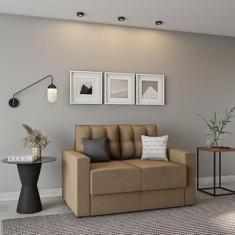 Sofá 2 Lugares Retrátil Bamberg Suede Bege 140 cm