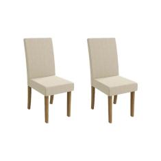 Cadeira Sala De Jantar 2cad131fr Kit 2 Un Freijó - Assento/encosto Linho Bege A019 - Kappesberg