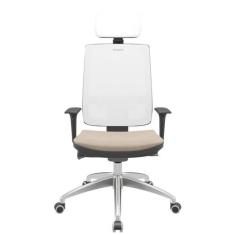 Cadeira Office Brizza Tela Branca Com Encosto Assento Poliéster Fendi 